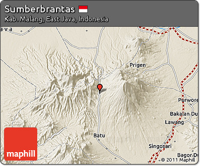 Shaded Relief 3D Map of Sumberbrantas