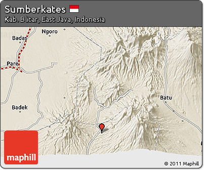 Shaded Relief 3D Map of Sumberkates