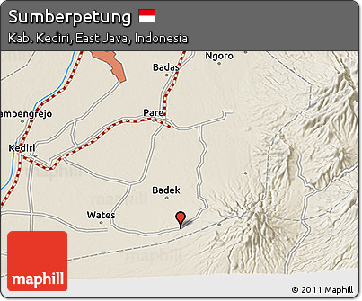 Shaded Relief 3D Map of Sumberpetung