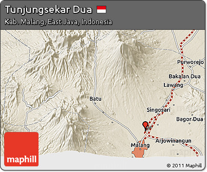 Shaded Relief 3D Map of Tunjungsekar Dua