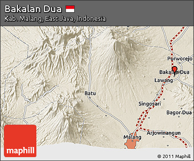 Shaded Relief 3D Map of Bakalan Dua