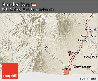 Shaded Relief 3D Map of Bunder Dua