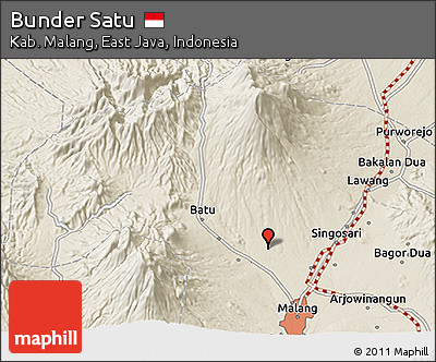 Shaded Relief 3D Map of Bunder Satu
