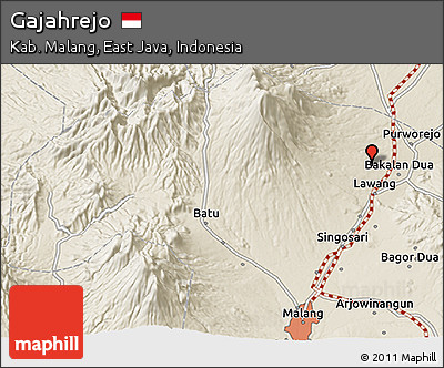 Shaded Relief 3D Map of Gajahrejo