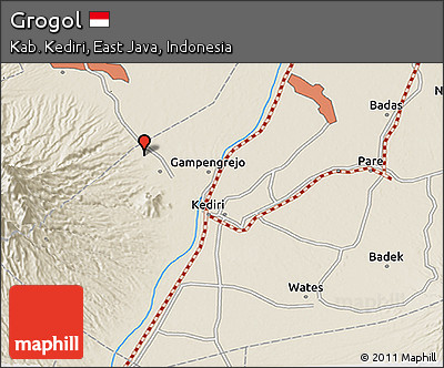Shaded Relief 3D Map of Grogol