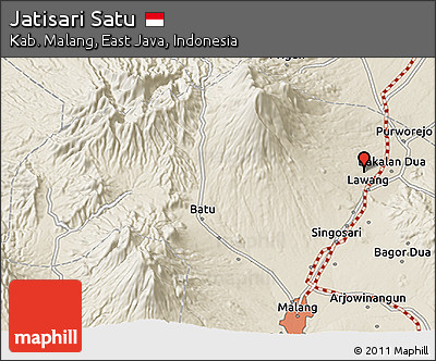Shaded Relief 3D Map of Jatisari Satu