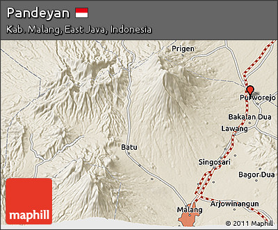 Shaded Relief 3D Map of Pandeyan