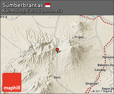 Shaded Relief 3D Map of Sumberbrantas