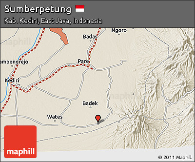 Shaded Relief 3D Map of Sumberpetung