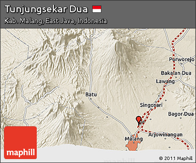 Shaded Relief 3D Map of Tunjungsekar Dua