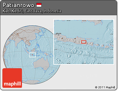 Gray Location Map of Patianrowo, hill shading