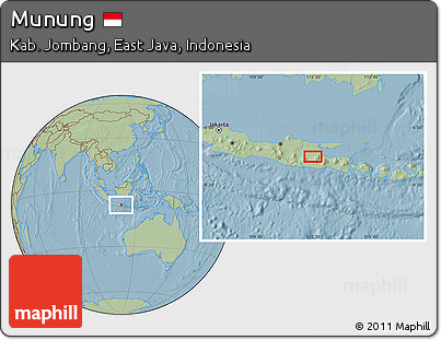 Savanna Style Location Map of Munung, hill shading