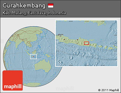 Savanna Style Location Map of Curahkembang, hill shading