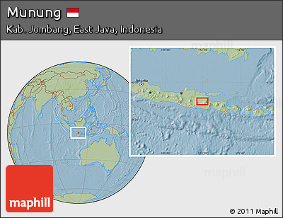 Savanna Style Location Map of Munung, hill shading