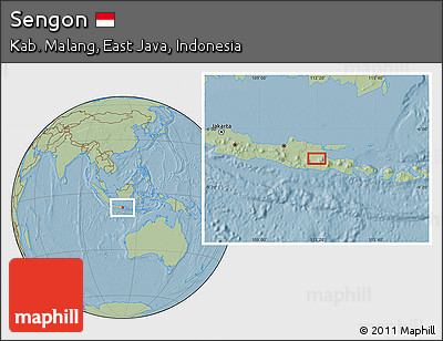 Savanna Style Location Map of Sengon, hill shading