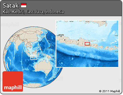 Shaded Relief Location Map of Satak