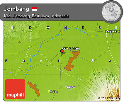 Physical Map of Jombang