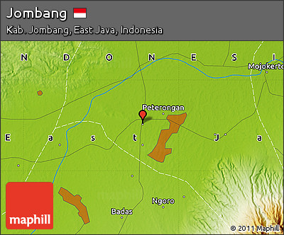 Physical Map of Jombang