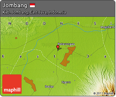 Physical Map of Jombang