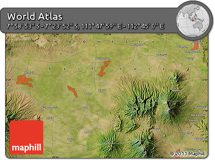 Satellite Map of the Area around 7° 41' 23" S, 112° 16' 30" E