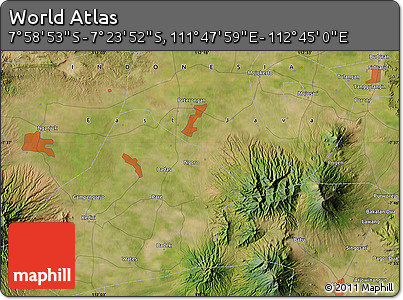 Satellite Map of the Area around 7° 41' 23" S, 112° 16' 30" E