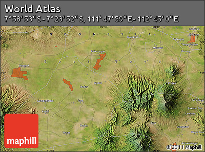 Satellite Map of the Area around 7° 41' 23" S, 112° 16' 30" E