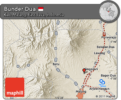 Shaded Relief Map of Bunder Dua