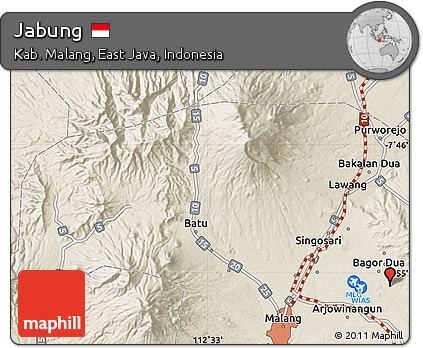 Shaded Relief Map of Jabung