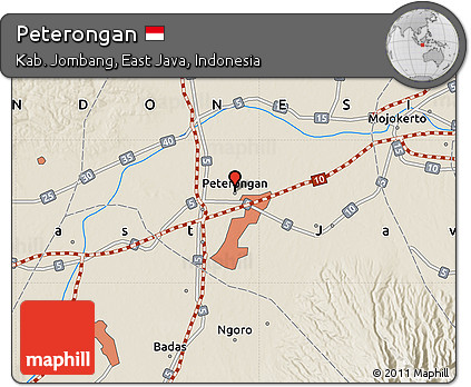 Shaded Relief Map of Peterongan