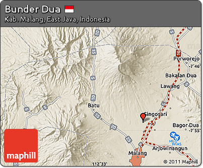 Shaded Relief Map of Bunder Dua
