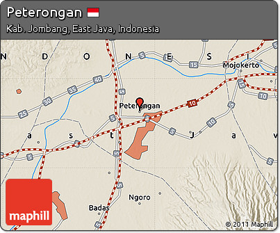 Shaded Relief Map of Peterongan