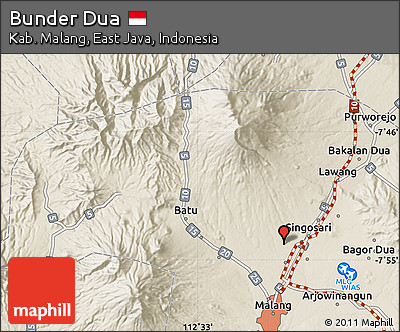Shaded Relief Map of Bunder Dua