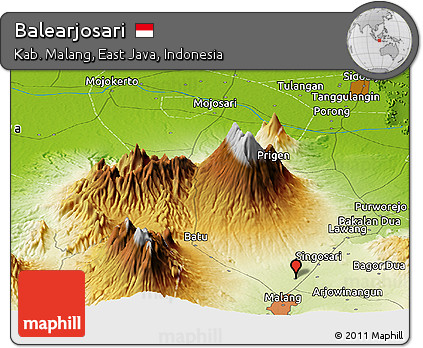 Physical Panoramic Map of Balearjosari