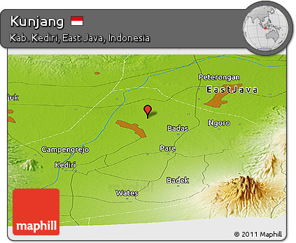 Physical Panoramic Map of Kunjang