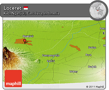 Physical Panoramic Map of Loceret