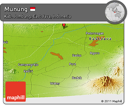 Physical Panoramic Map of Munung