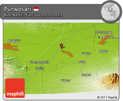 Physical Panoramic Map of Purwosari