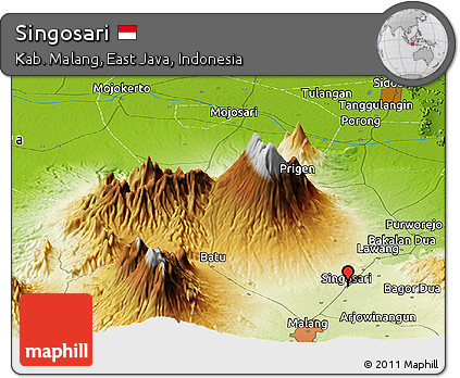 Physical Panoramic Map of Singosari