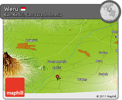 Physical Panoramic Map of Weru