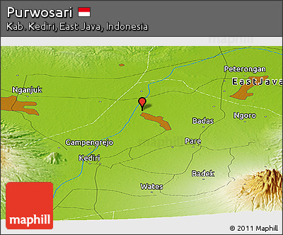 Physical Panoramic Map of Purwosari
