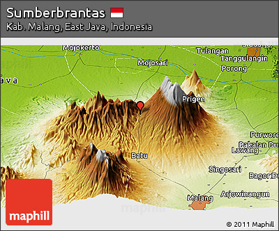 Physical Panoramic Map of Sumberbrantas