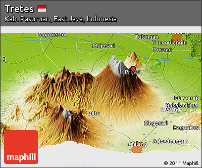 Physical Panoramic Map of Tretes