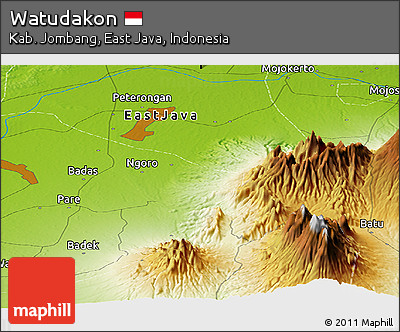 Physical Panoramic Map of Watudakon