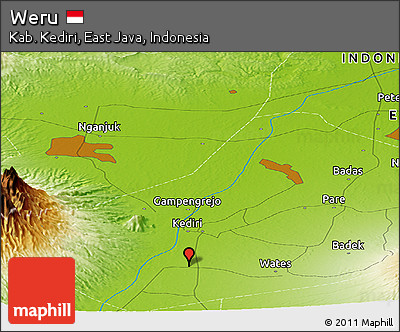 Physical Panoramic Map of Weru