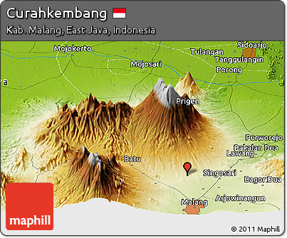 Physical Panoramic Map of Curahkembang