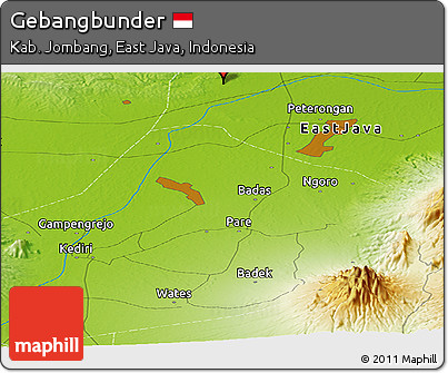 Physical Panoramic Map of Gebangbunder