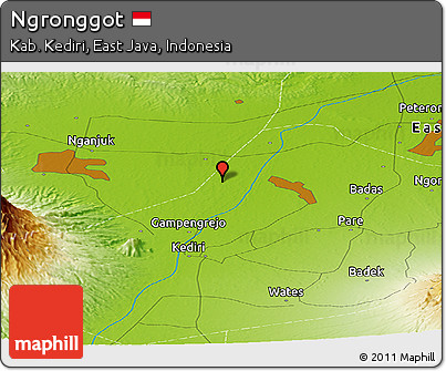 Physical Panoramic Map of Ngronggot