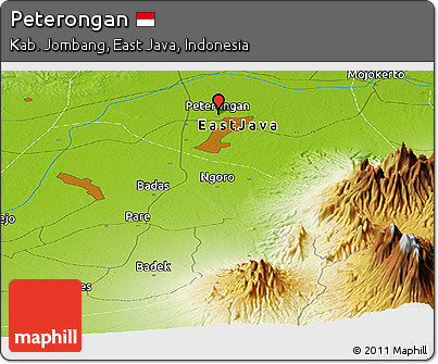 Physical Panoramic Map of Peterongan