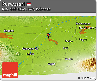 Physical Panoramic Map of Purwosari