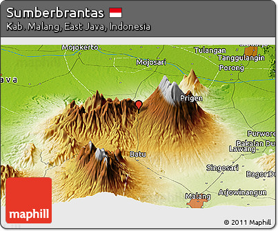 Physical Panoramic Map of Sumberbrantas